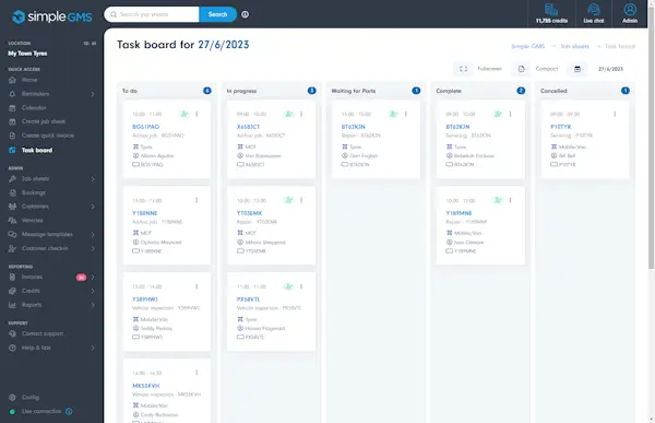 Simple GMS Taskboard