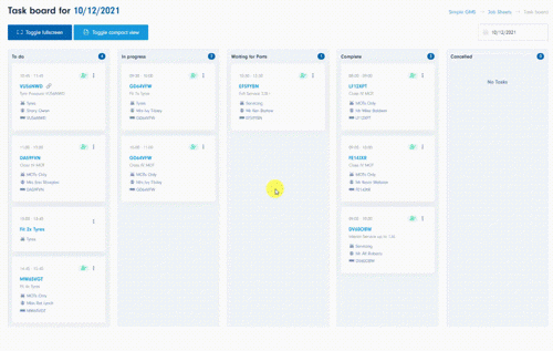 Task board drag and drop
